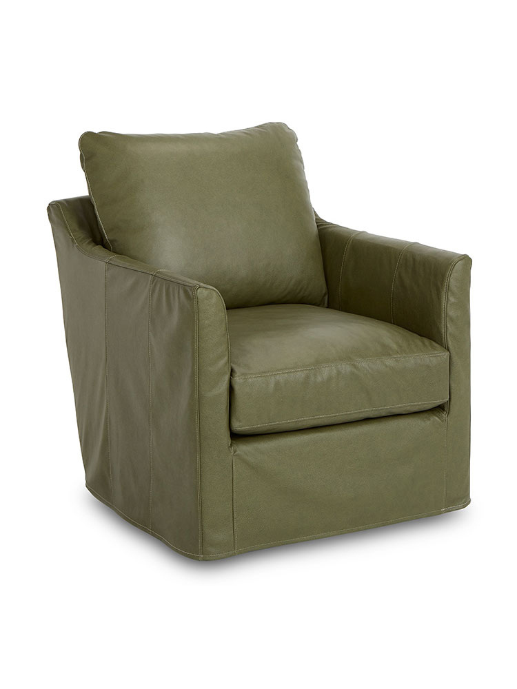 Cape May Petite Leather Slipcovered Accent Chair, Rangers Boreal Forest Cape May Petite Leather Slipcovered Accent Chair, Rangers Boreal Forest