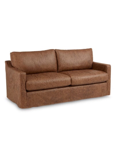 Dennis Leather Slipcovered Sofa, Saloon Rum