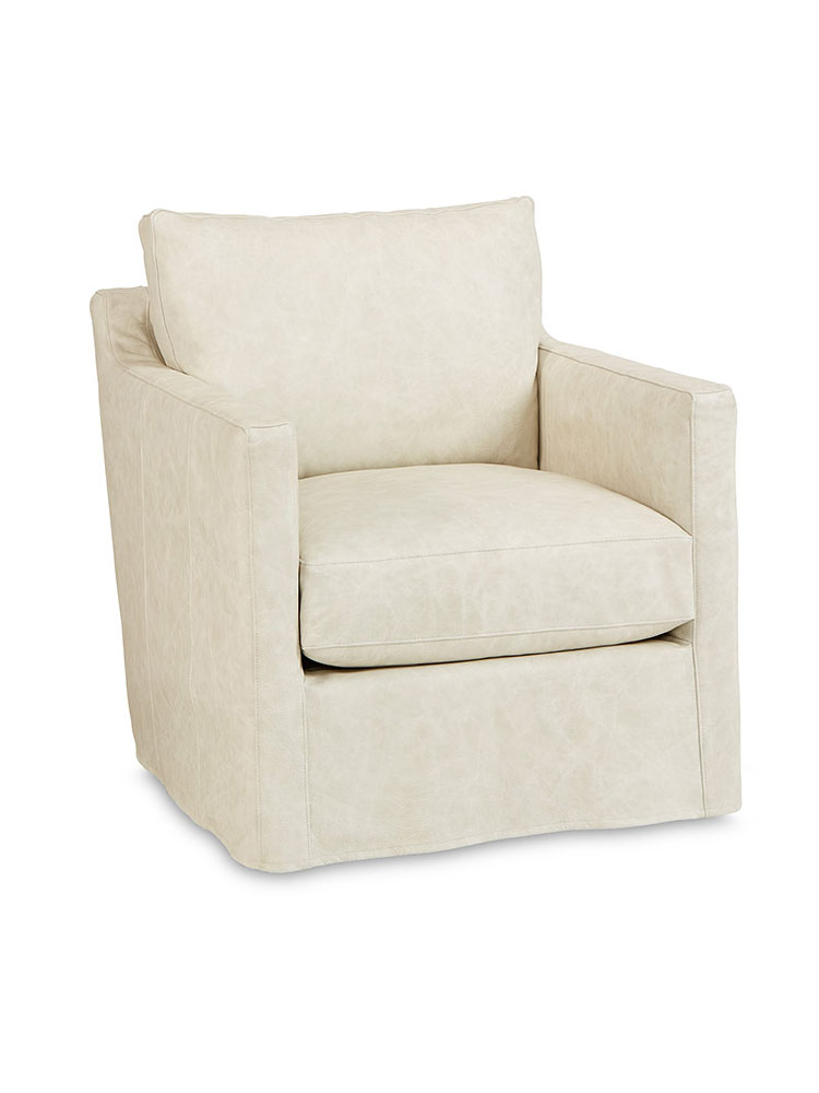 Norfolk Petit Leather Slipcovered Accent Chair, Saloon Luna