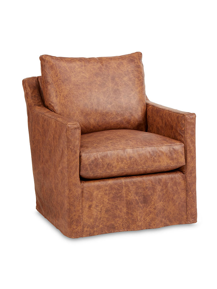 Norfolk Leather Slipcovered Accent Chair, Saloon Whiskey Norfolk Leather Slipcovered Accent Chair, Saloon Whiskey