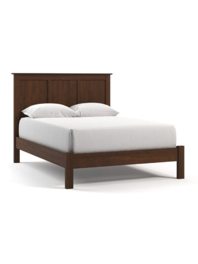 Coastal Cottage Low Profile Three Panel Wood Bed, Full, Coffee Stain, Flat Panel