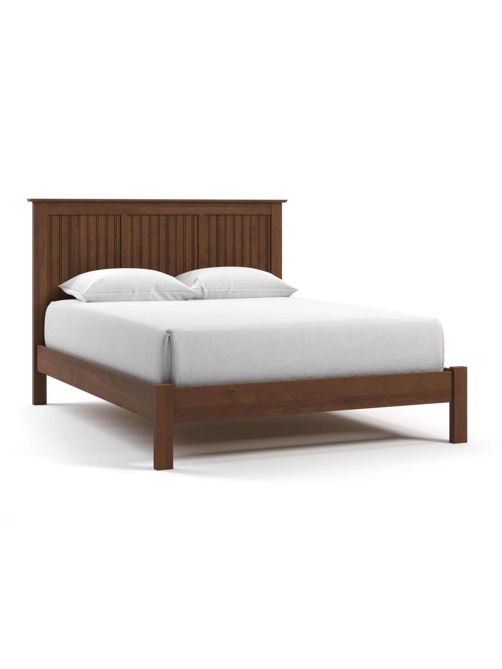 Coastal Cottage Low Profile Three Panel Wood Bed, Queen, Medium Stain, Beadboard Coastal Cottage Low Profile Three Panel Wood Bed, Queen, Medium Stain, Beadboard