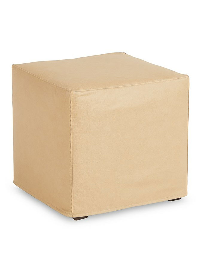 Shoreline Leather Slipcovered Cube Ottoman, Rangers Biscotti Shoreline Leather Slipcovered Cube Ottoman, Rangers Biscotti