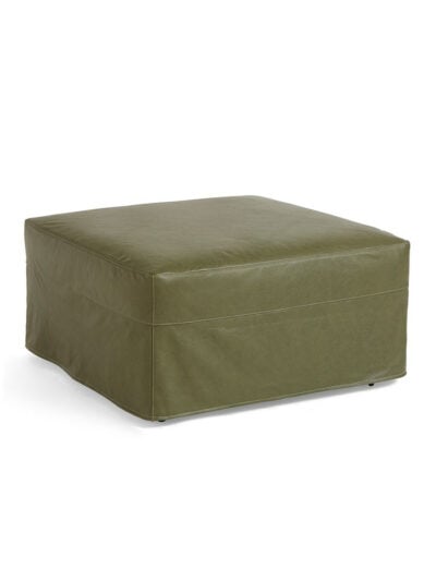 Shoreline Leather Slipcovered Large Square Ottoman, Rangers Boreal Forest