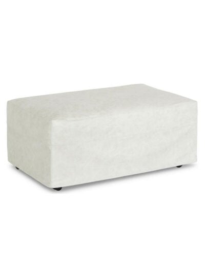 Shoreline Leather Slipcovered Long Ottoman, Saloon Luna