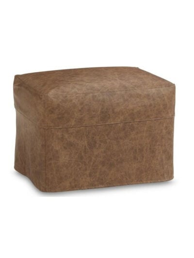 Shoreline Leather Slipcovered Ottoman, Saloon Rum