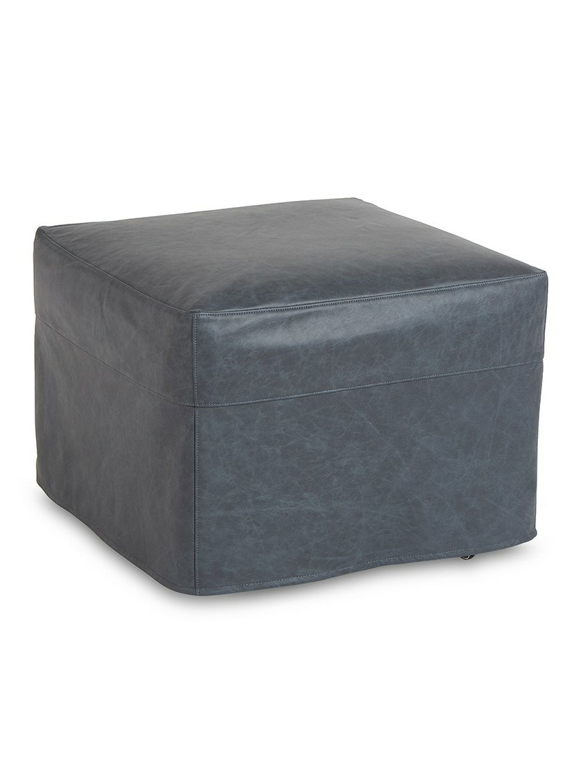 Shoreline Leather Slipcovered Square Ottoman, Discontinued Color Shoreline Leather Slipcovered Square Ottoman, Discontinued Color