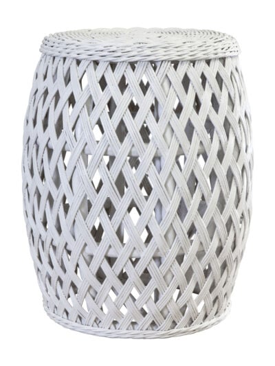 Naples Wicker Garden Stool, White