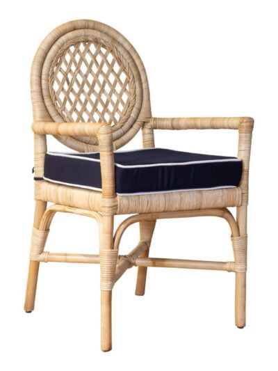 Naples Wicker Dining Arm Chair, Natural