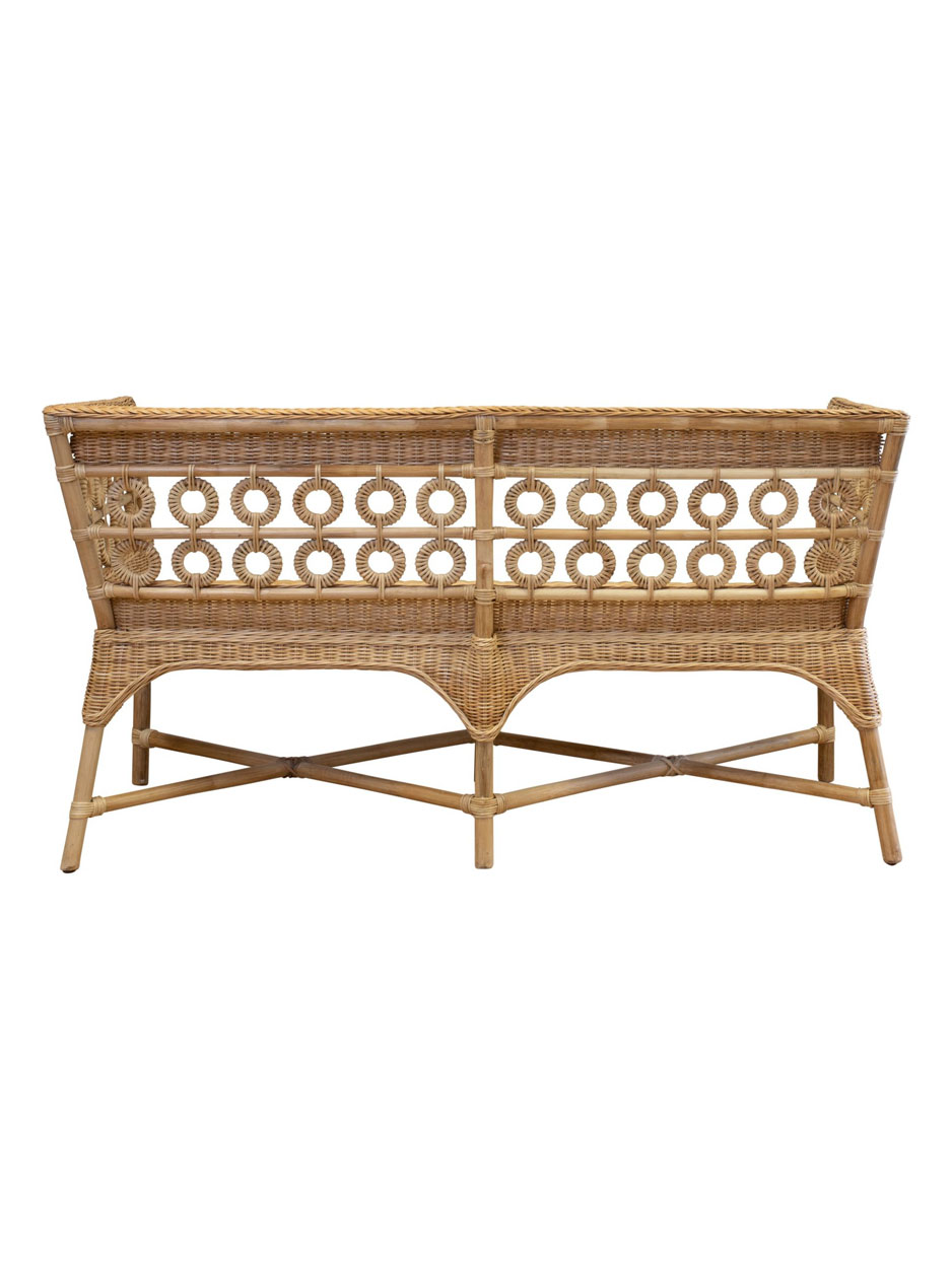 Portofino Wicker Settee, Natural, Back Portofino Wicker Settee, Natural, Side
