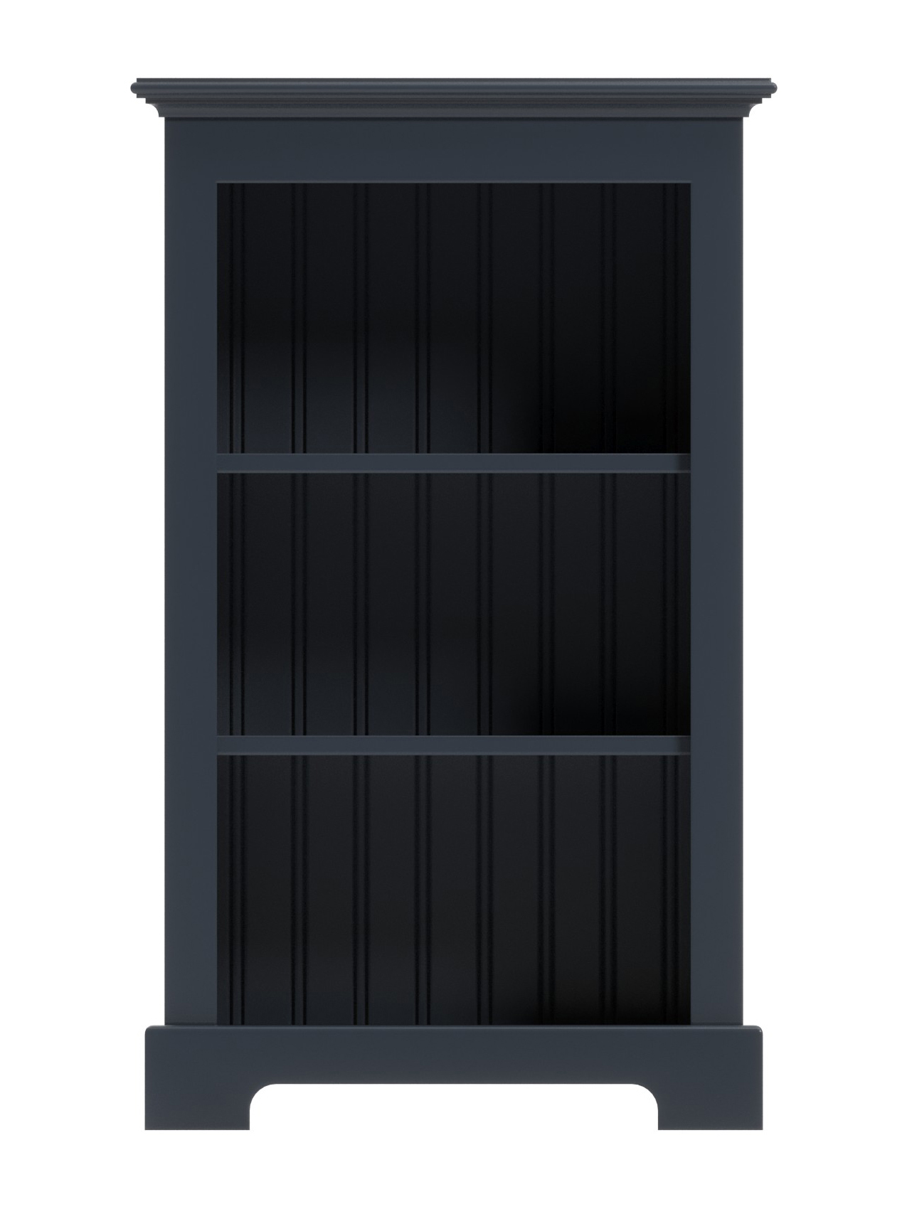 Carolina Narrow Bookcase, Arched Base, Straight Top, Flat Sides, Ink, Straight On Carolina Narrow Bookcase, Arched Base, Straight Top, Flat Sides, Ink, Straight On
