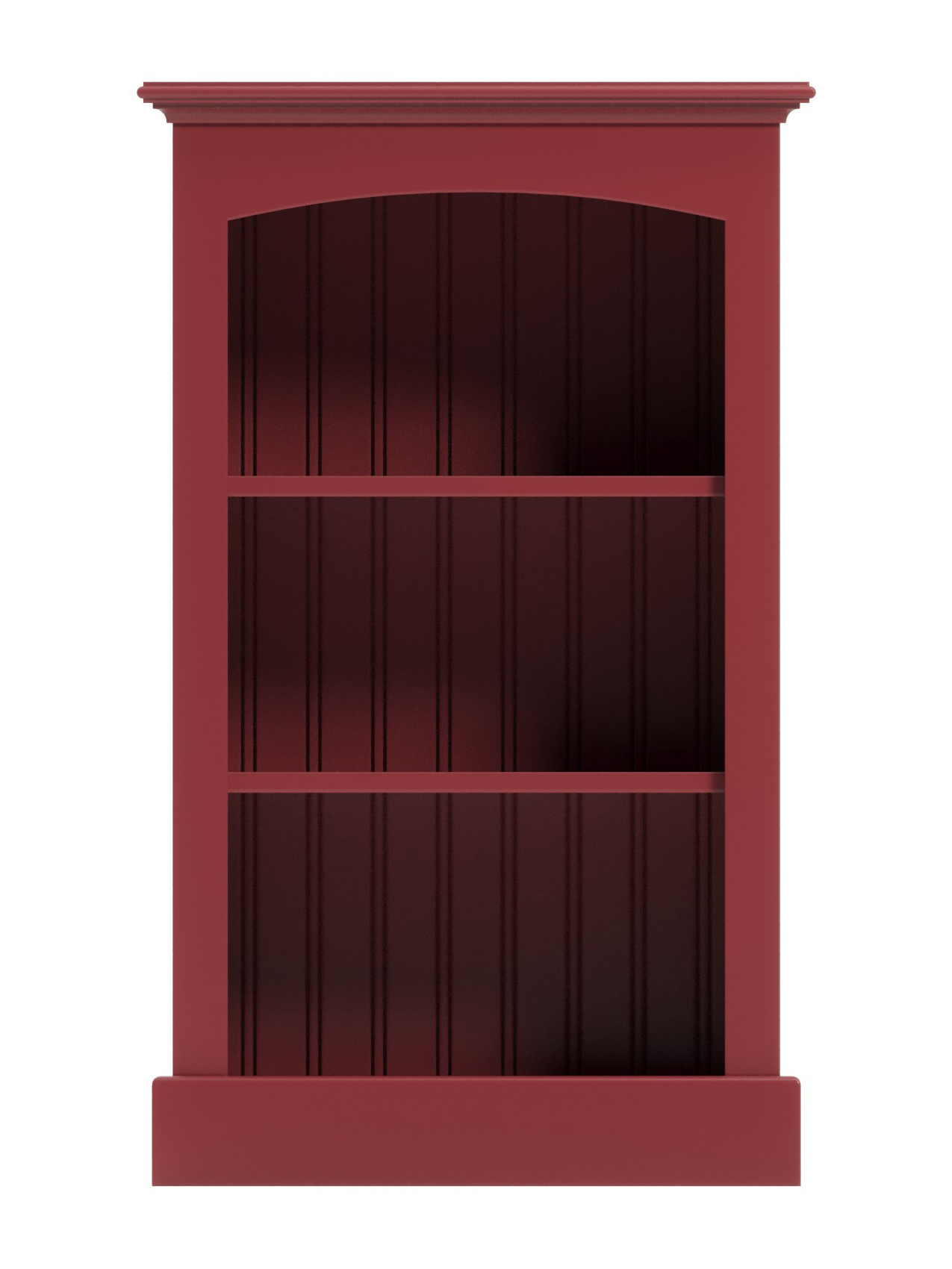 Carolina Narrow Bookcase, Straight Base, Curved Top, Flat Sides, Tomato, Straight On Carolina Narrow Bookcase, Straight Base, Curved Top, Flat Sides, Tomato, Straight On