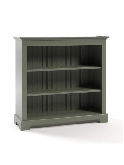 Carolina Wide Bookcase, Straight Top, Arched Base, Flat Sides, Moss