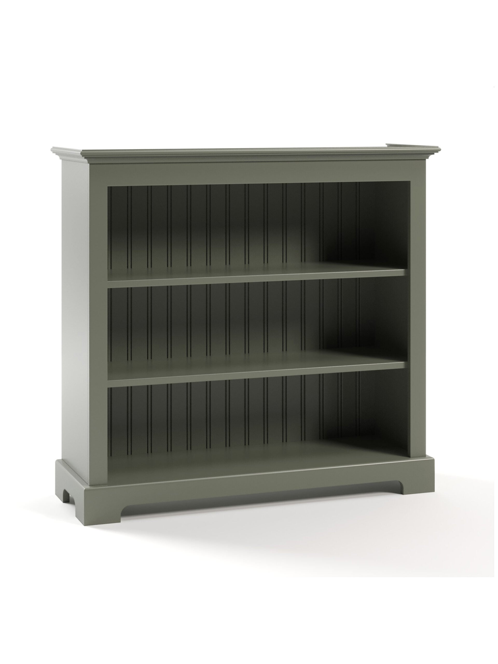 Carolina Wide Bookcase, Straight Top, Arched Base, Flat Sides, Moss Carolina Wide Bookcase, Straight Top, Arched Base, Flat Sides, Moss