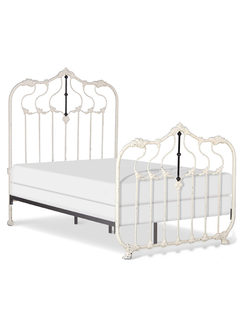 Primrose Wrought Iron Bed, Full, Aged Distressed White Primrose Wrought Iron Bed, Full, Aged Distressed White