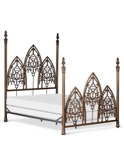 Raven Wrought Iron Bed, Queen, Antique Gold