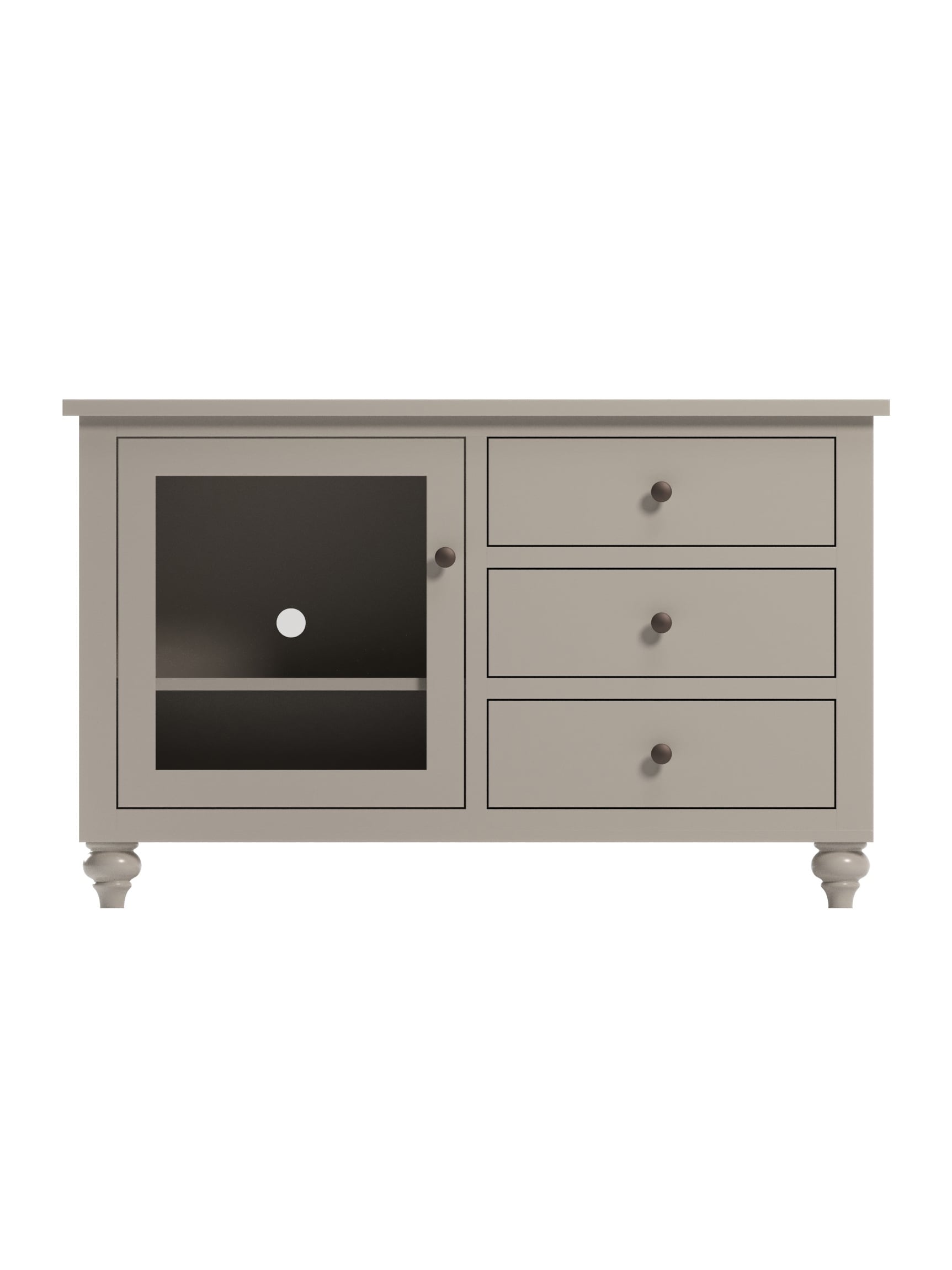 Stafford 1 Door TV Console, Bun Feet, Glass Door, Flat Side Panel, Oil Rubbed Bronze Knobs, Clay, Straight On Stafford 1 Door TV Console, Bun Feet, Glass Door, Flat Side Panel, Oil Rubbed Bronze Knobs, Clay, Straight On