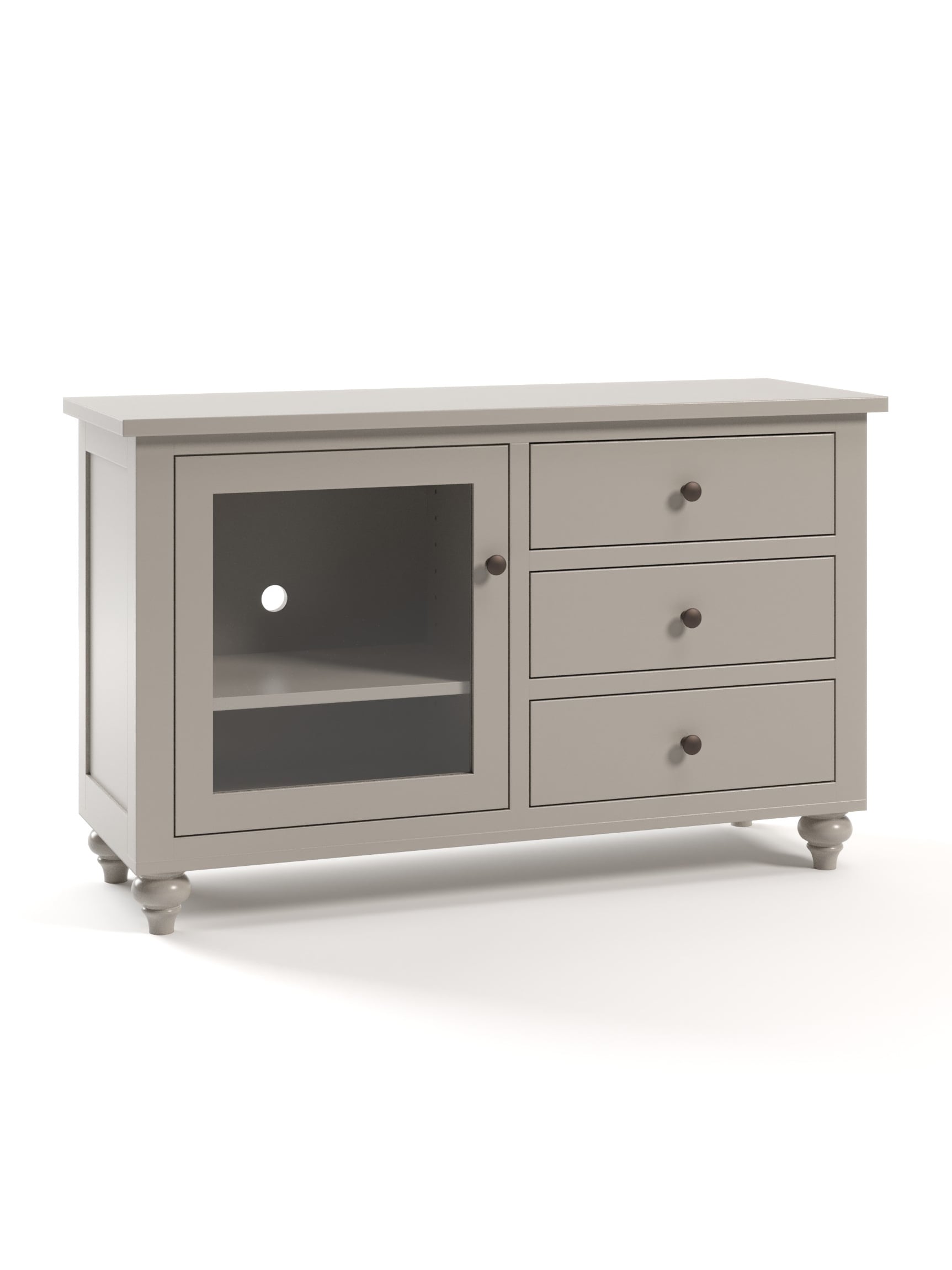 Stafford 1 Door TV Console, Bun Feet, Glass Door, Flat Side Panel, Oil Rubbed Bronze Knobs, Clay Stafford 1 Door TV Console, Bun Feet, Glass Door, Flat Side Panel, Oil Rubbed Bronze Knobs, Clay