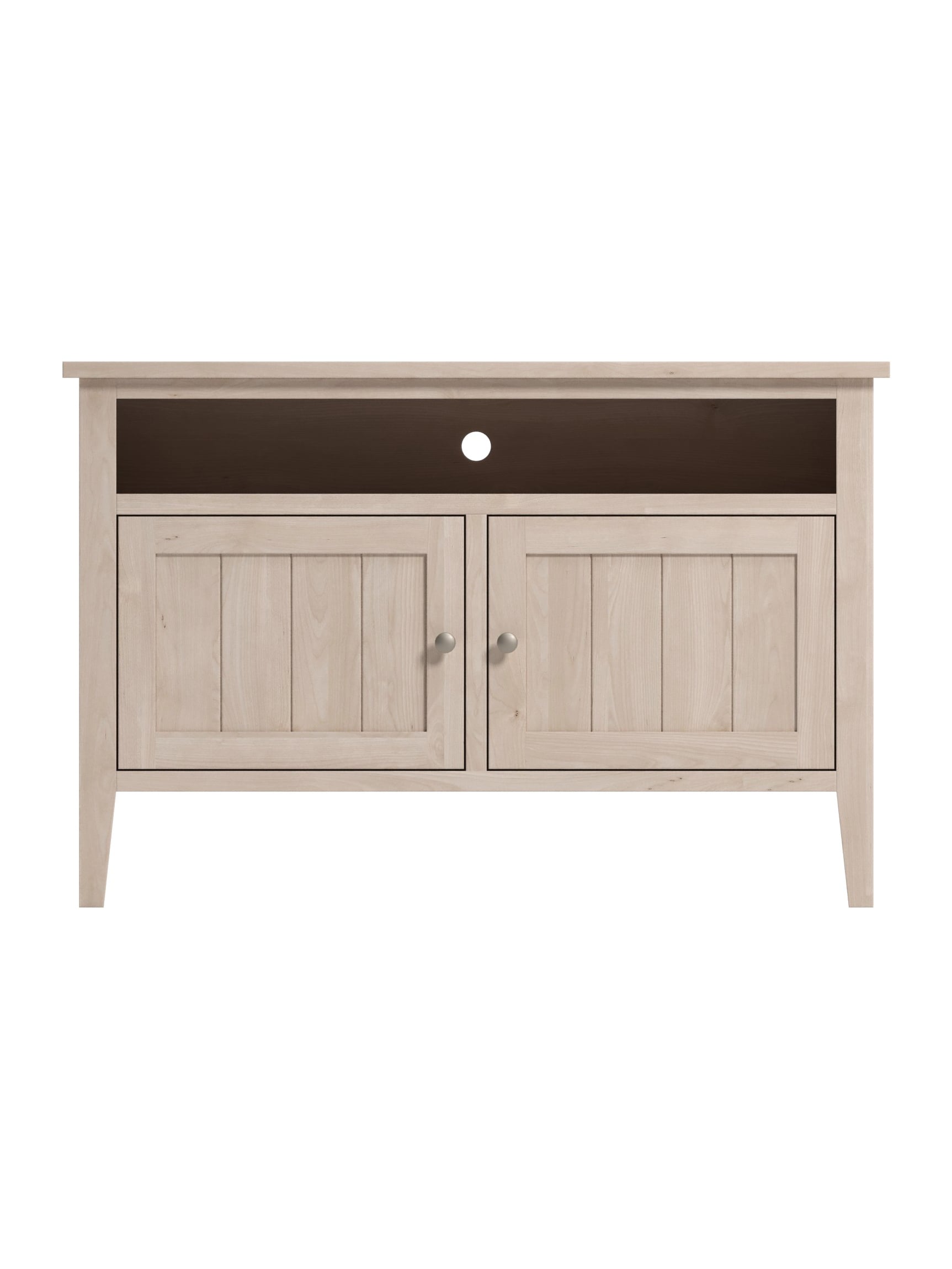 Coastal Cottage Stafford TV Console, Tapered Legs, Barn Board Panels, Nickel Knobs, Lace Stain, Straight On Coastal Cottage Stafford TV Console, Tapered Legs, Barn Board Panels, Nickel Knobs, Lace Stain, Straight On