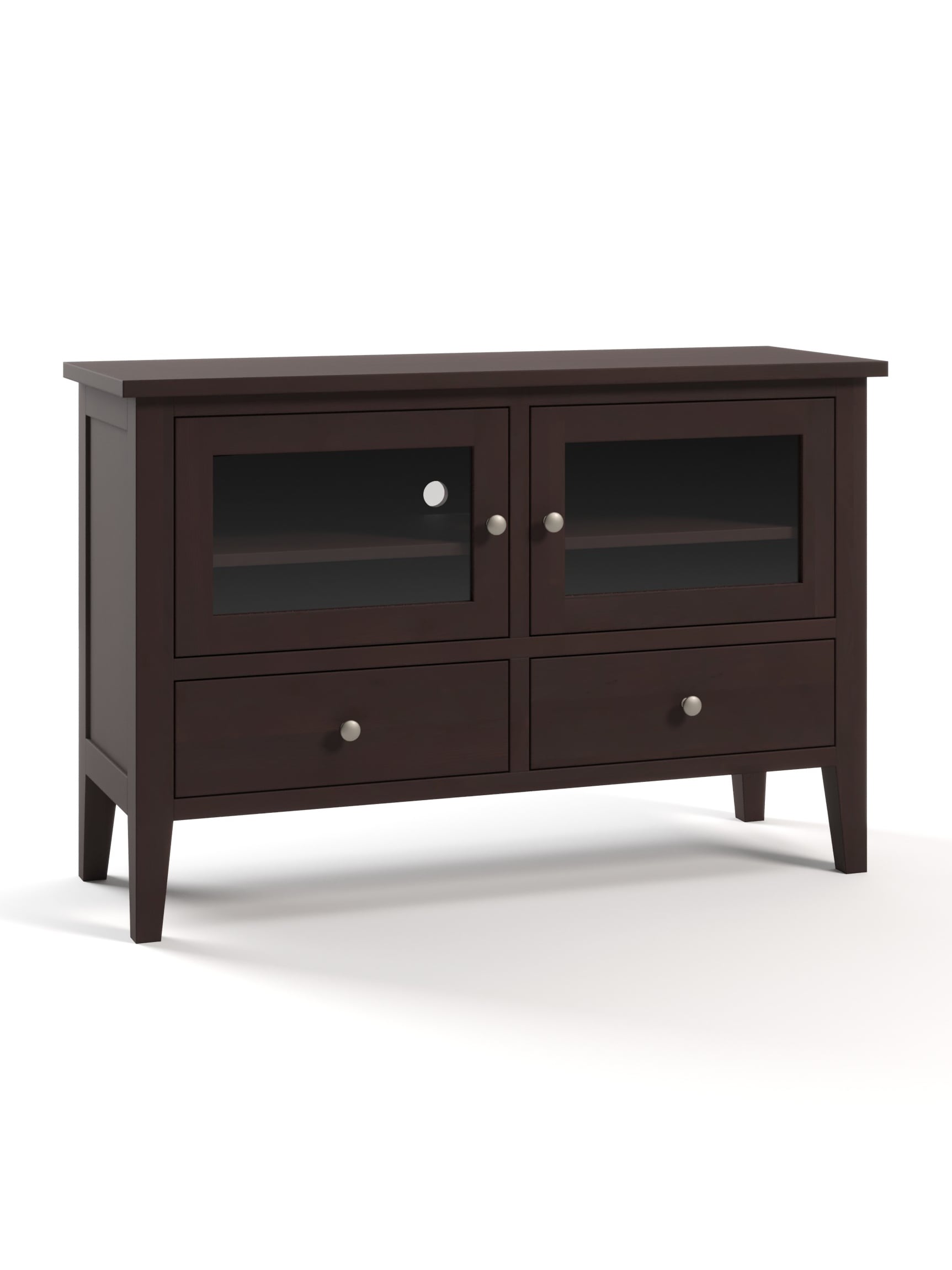 Stafford 2 Door TV Console, Tapered Legs, Glass Doors, Flat Panels, Nickel Knobs, Onyx Stafford 2 Door TV Console, Tapered Legs, Glass Doors, Flat Panels, Nickel Knobs, Onyx