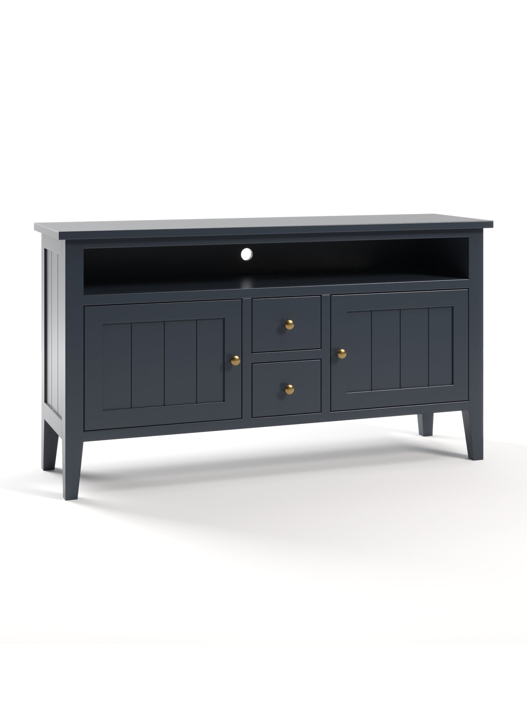 Mayport TV Console, Tapered Legs, Barn Board, Antique Brass Knobs, Ink Mayport TV Console, Tapered Legs, Barn Board, Antique Brass Knobs, Ink