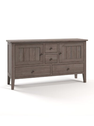 Mayport 4 Drawer TV Console, Tapered Legs, Barn Board, Oil Rubbed Bronze Knobs, Driftwood