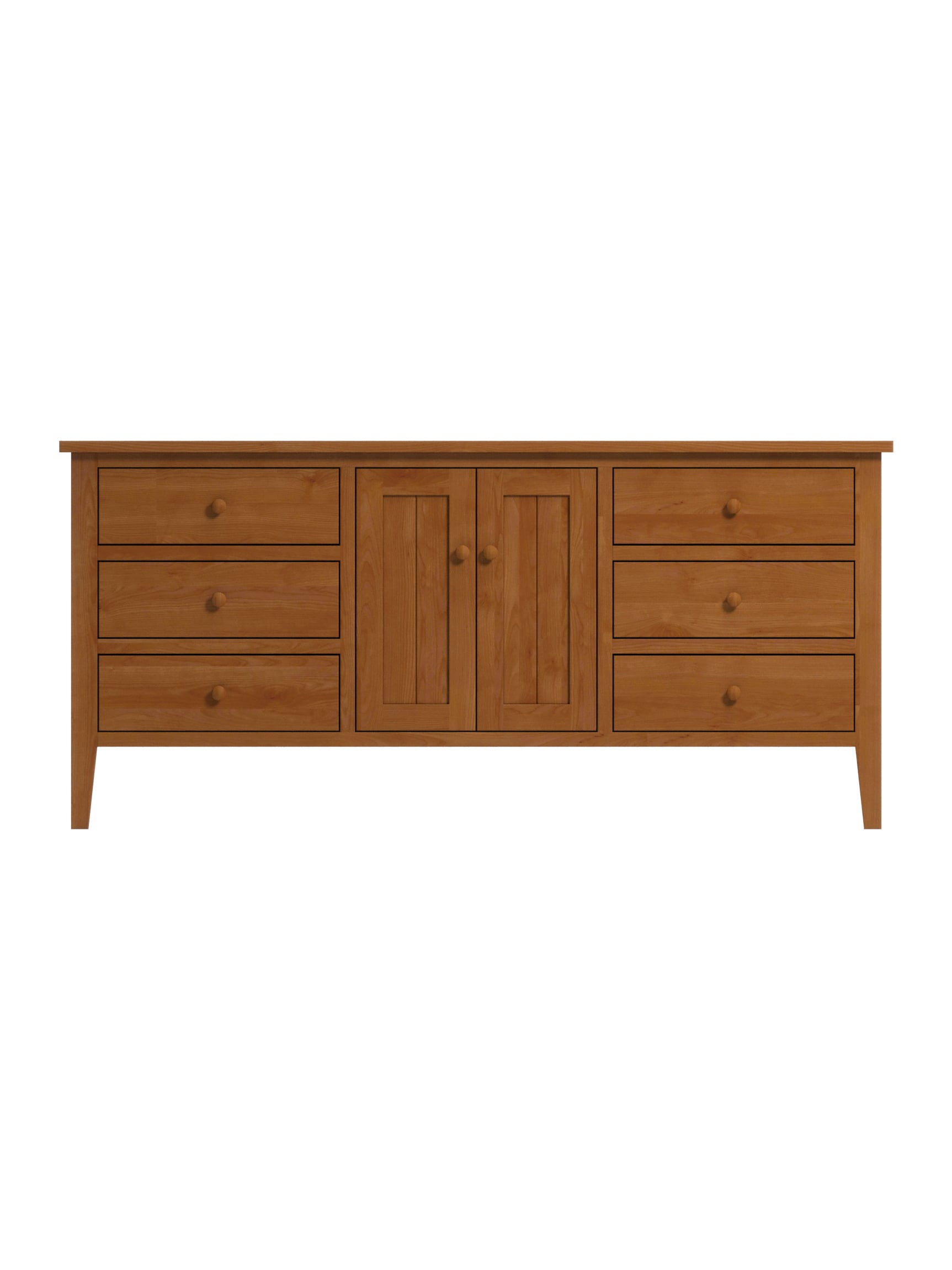 Kingston 6 Drawer TV Console, Tapered Legs, Barn Board, Wood Knobs, Seely, Straight On Kingston 6 Drawer TV Console, Tapered Legs, Barn Board, Wood Knobs, Seely, Straight On