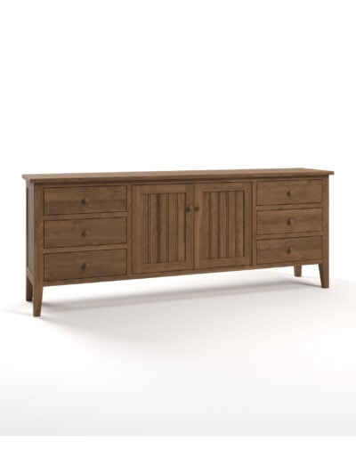 Ormond 6 Drawer TV Console, Tapered Legs, Barn Board, Wood Knobs, Provincial