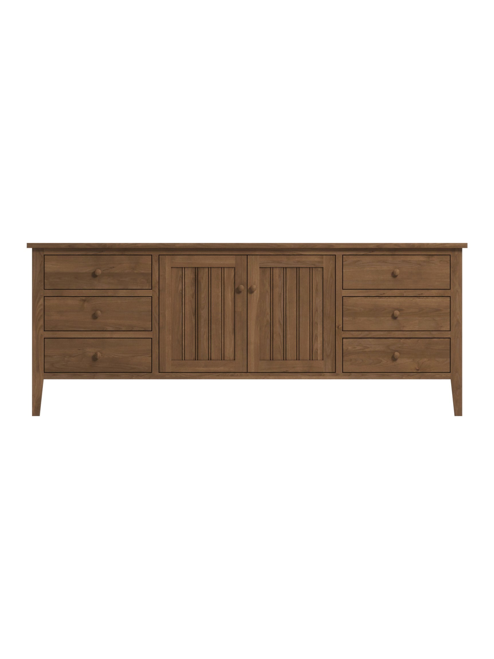 Ormond 6 Drawer TV Console, Tapered Legs, Barn Board, Wood Knobs, Provincial, Straight On Ormond 6 Drawer TV Console, Tapered Legs, Barn Board, Wood Knobs, Provincial, Straight On