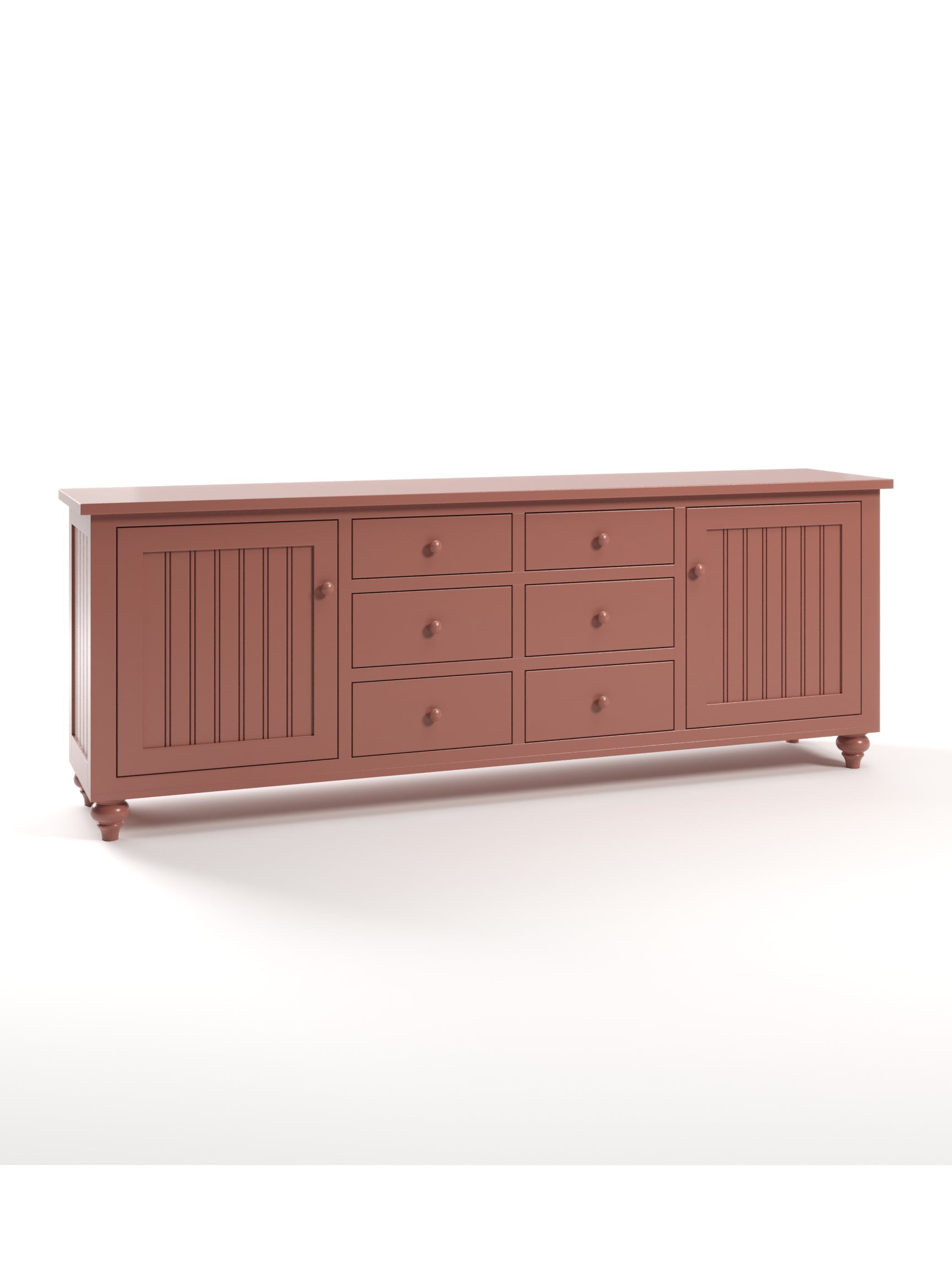 Ormond 2 Door TV Console, Bun Feet, Beadboard, Wood Knobs, Baked Terracotta Ormond 2 Door TV Console, Bun Feet, Beadboard, Wood Knobs, Baked Terracotta