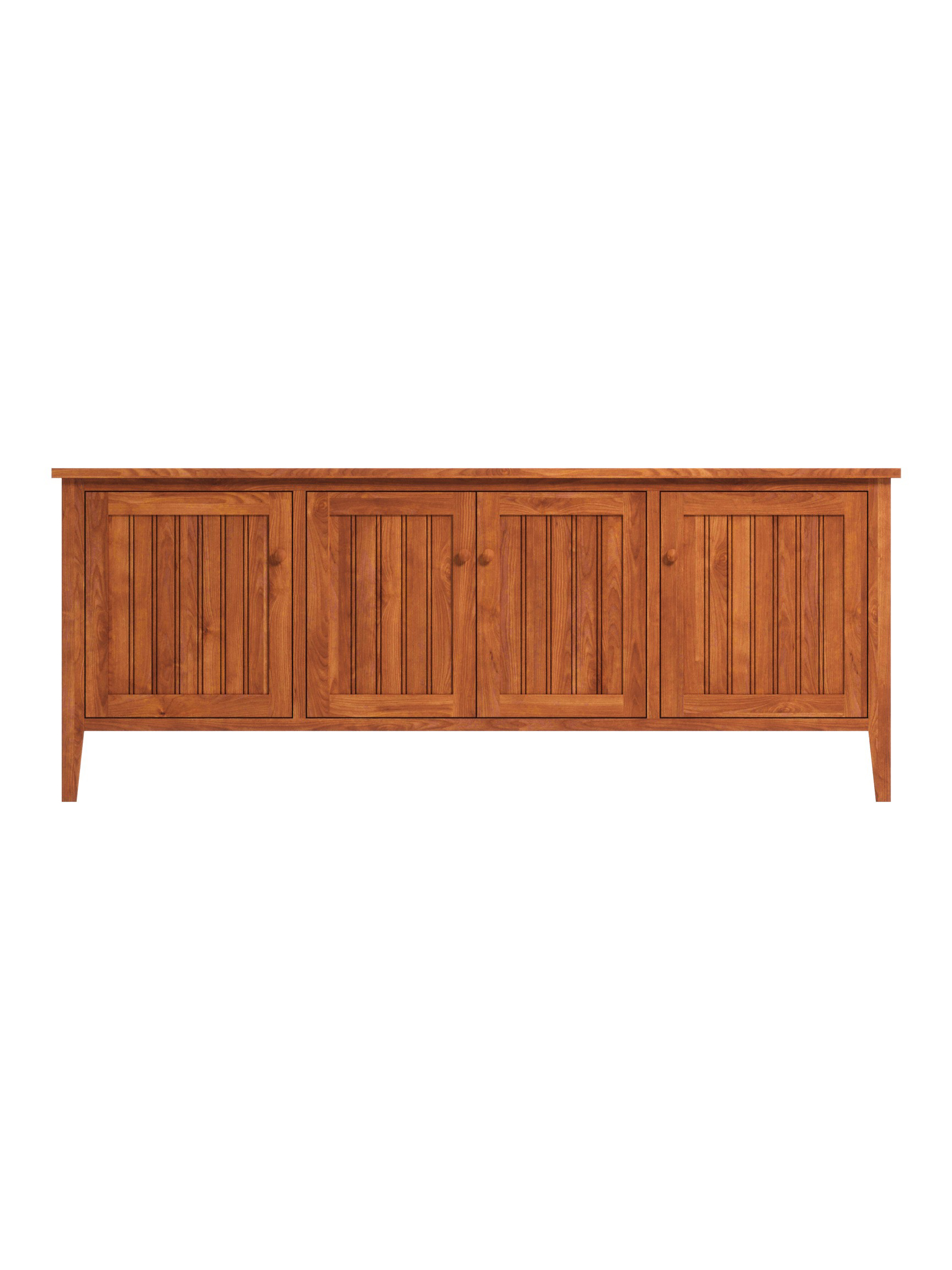 Ormond 4 Door TV Console, Tapered Legs, Beadboard, Wood Knobs, Cherry, Straight On Ormond 4 Door TV Console, Tapered Legs, Beadboard, Wood Knobs, Cherry, Straight On