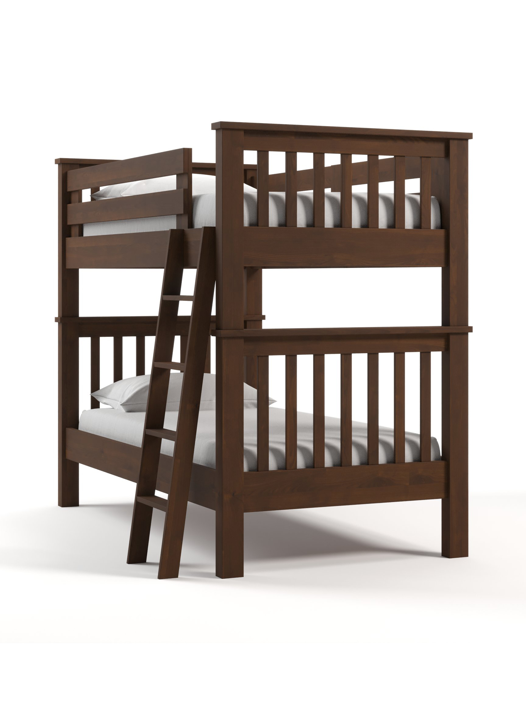 Coastal Cottage Twin over Twin Bunk Bed, Coffee, Angled Coastal Cottage Twin over Twin Bunk Bed, Coffee, Angled