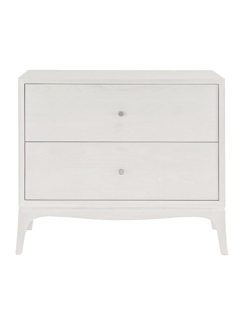Coopers Two Drawer Nightstand White Wash Straight On Coopers Two Drawer Nightstand White Wash Straight On